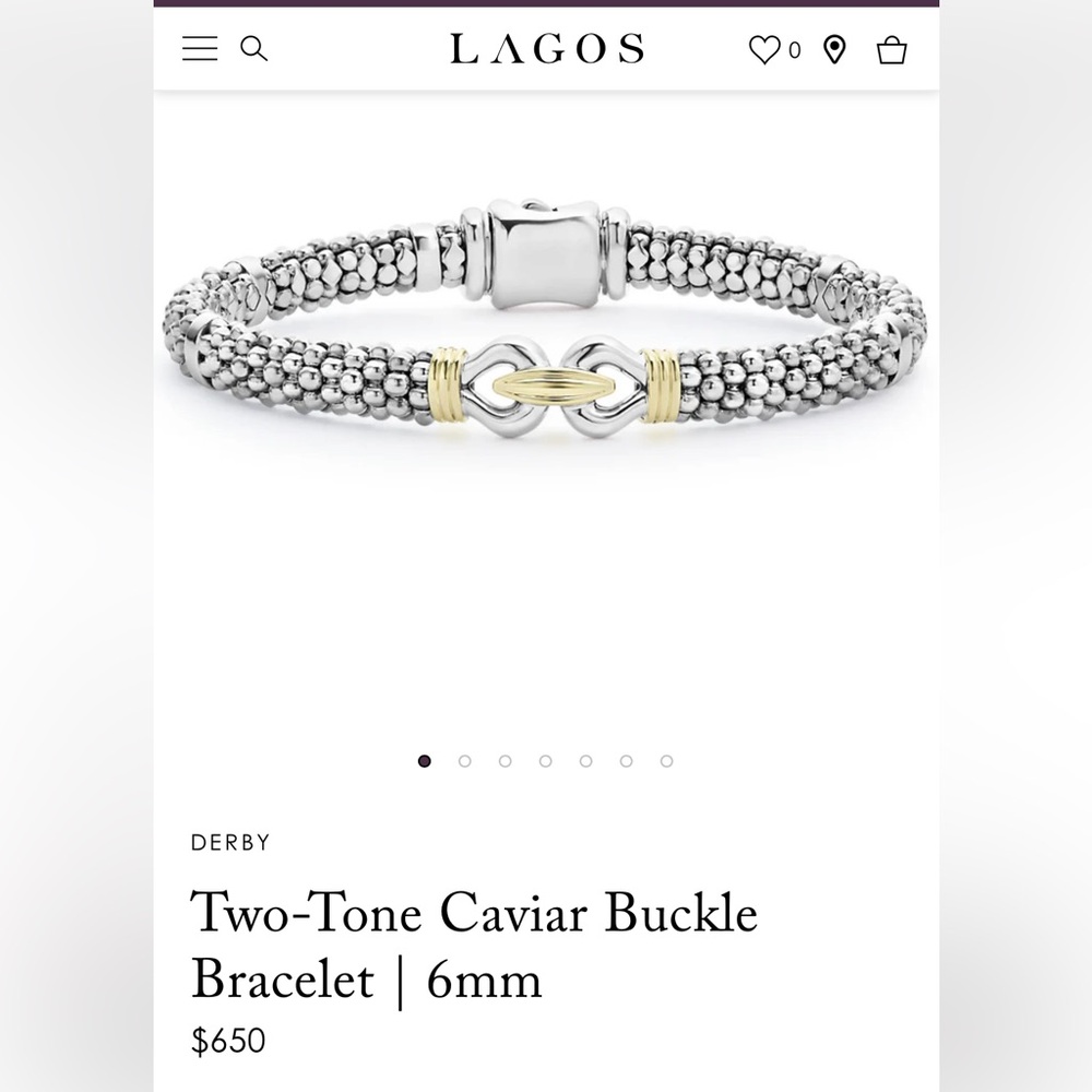 LAGOS Derby Two-Tone Caviar Buckle Bracelet, size M